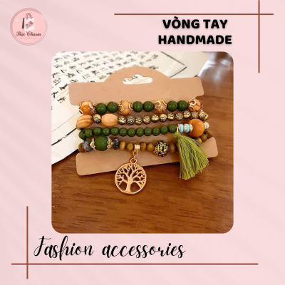 Vòng tay gỗ đàn hương đính cườm handmade - Hình ảnh 3