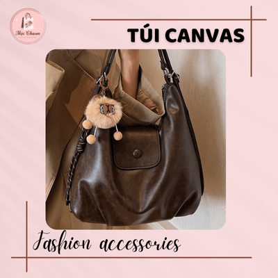 Túi canvas da mềm kiểu dáng Hàn Quốc cá tính cho nữ năng động