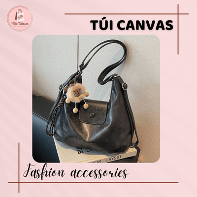 Túi canvas da mềm kiểu dáng Hàn Quốc cá tính cho nữ năng động